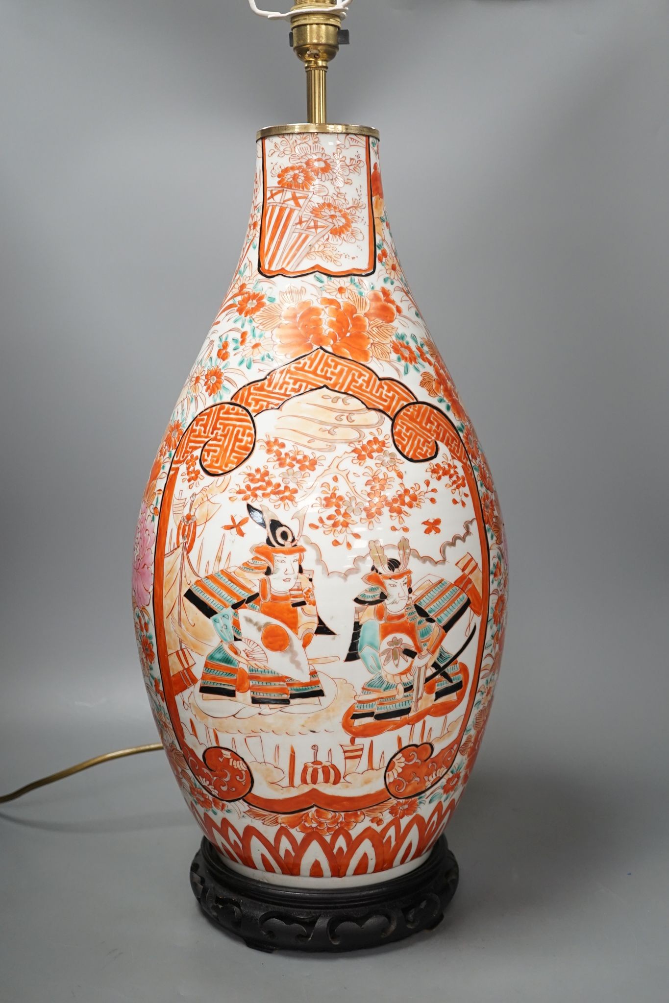 A large Kutani vase lamp 53cm